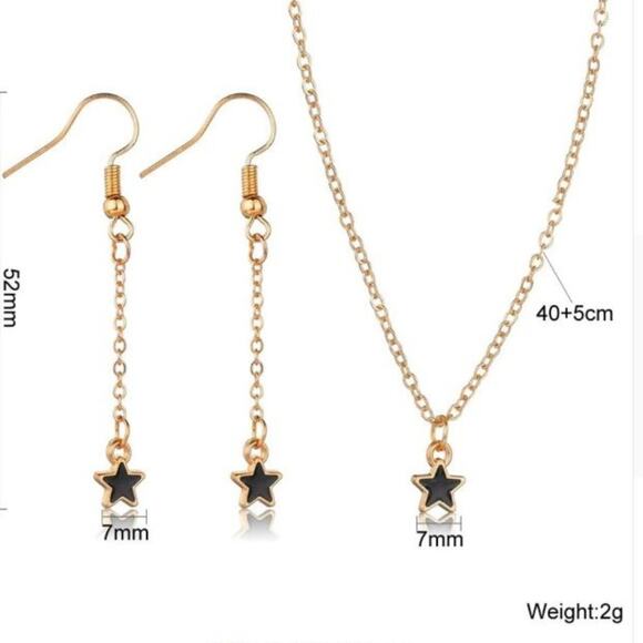 3 Piece Gold Star Necklace & Earring Set - Picture 6 of 7